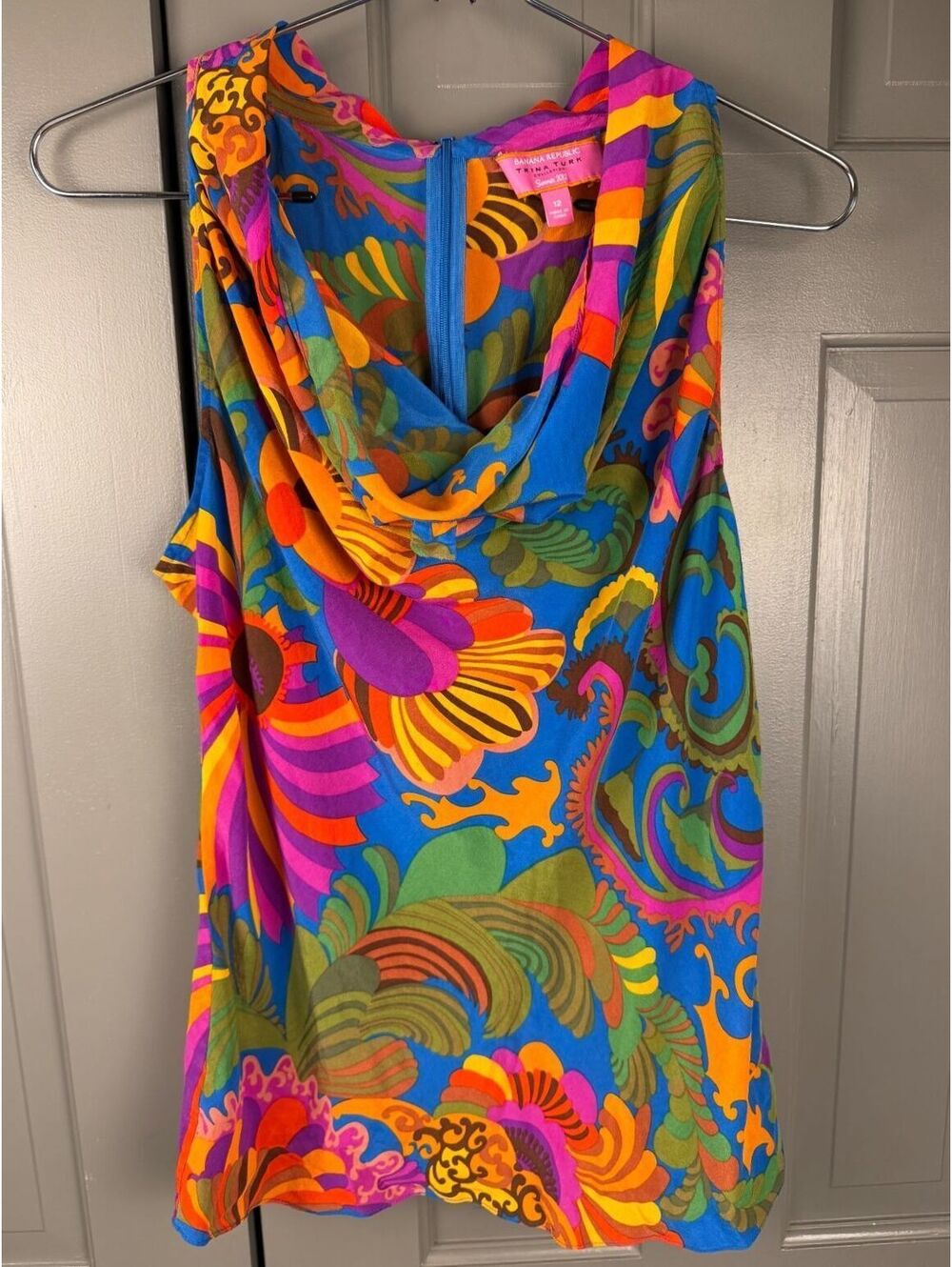 Banana Republic x Trina Turk Women's' Silk Coachella Cowl Neck Top Size 12